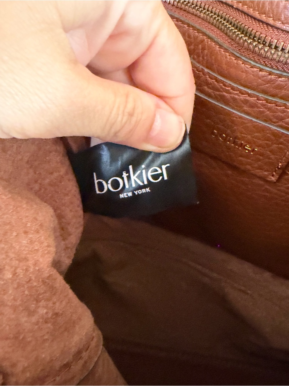 Botkier Tan Cream and Black Leather Tote Bag - Picture 8 of 10